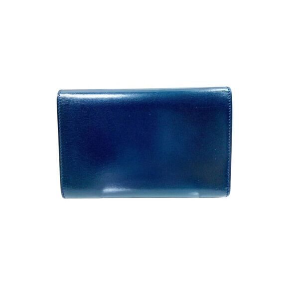 Vintage Gucci Navy Blue Italian Leather GG Interlocking Clasp Trifold Wallet - Picture 3 of 9